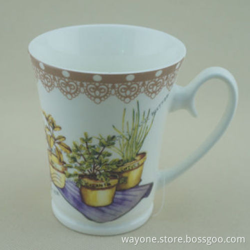 Porcelain Mugs with 13oz Volume, Herbs Design, Ideal for Promotional Gifts
